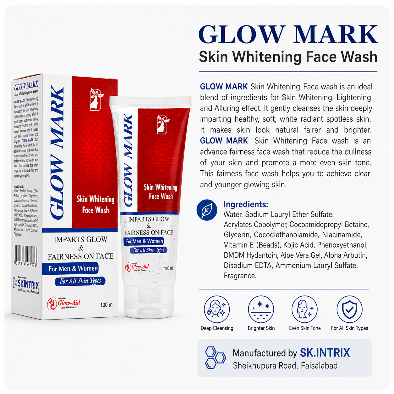 GlowMark Brightening Face Wash with Kojic Acid
