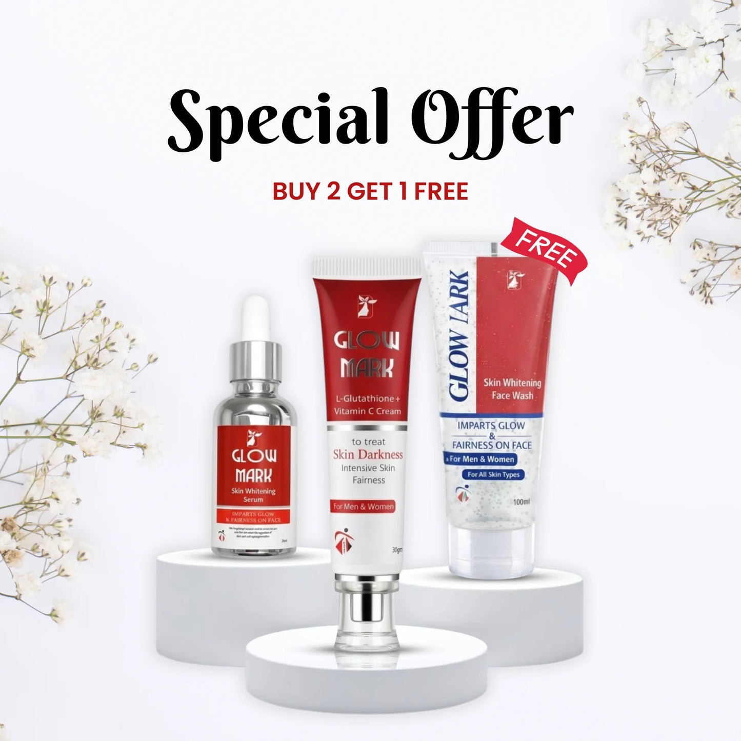 GlowMark Brightening Bundle - Serum, Cream, and Free Face Wash